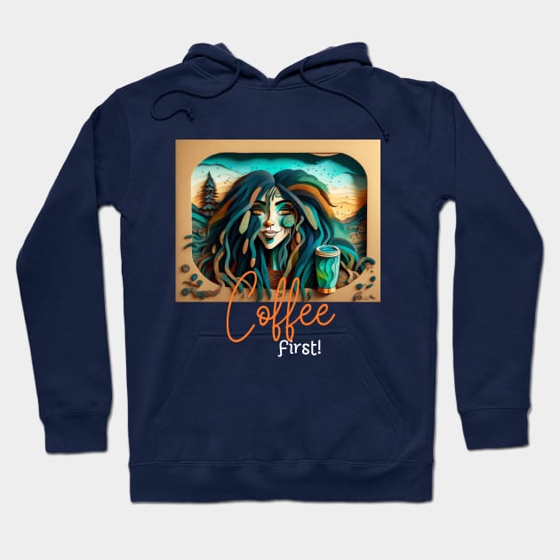 Coffee First! (blue hair dreads) Hoodie by PersianFMts